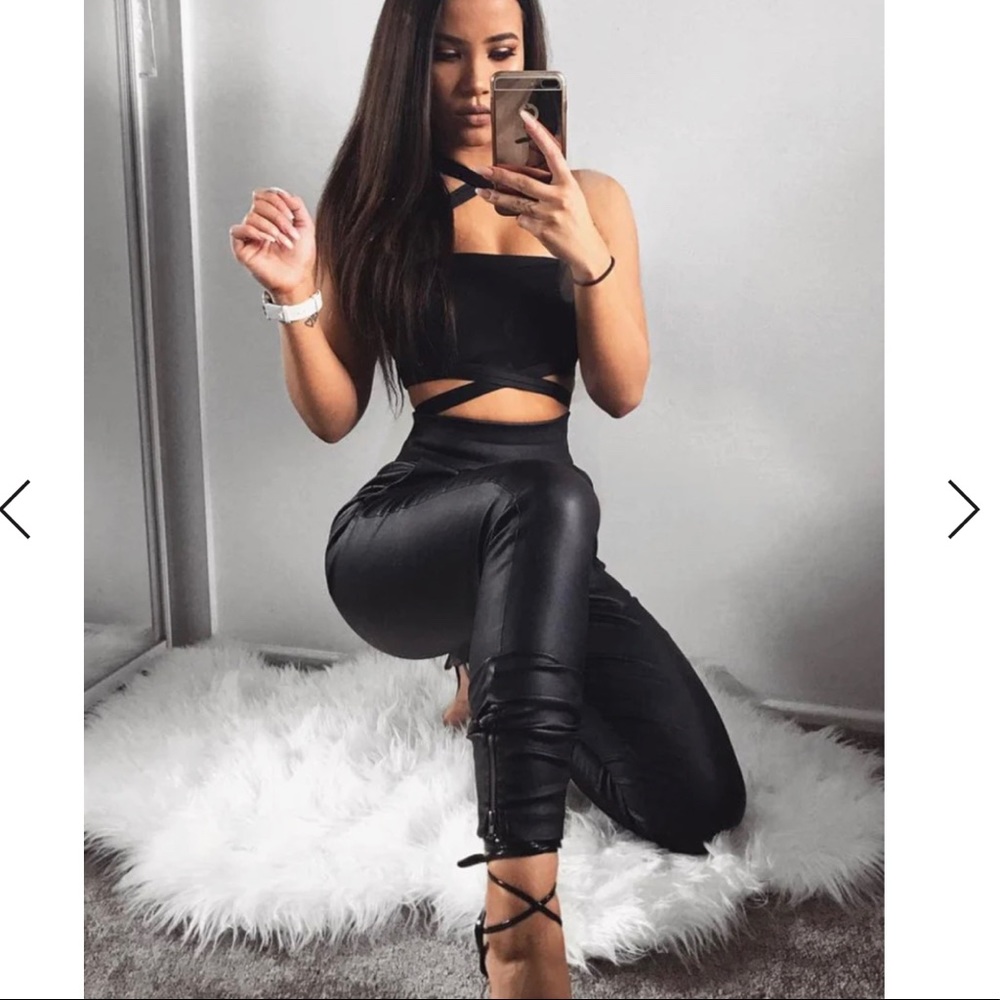 NWT Babyboo Black Leather leggings